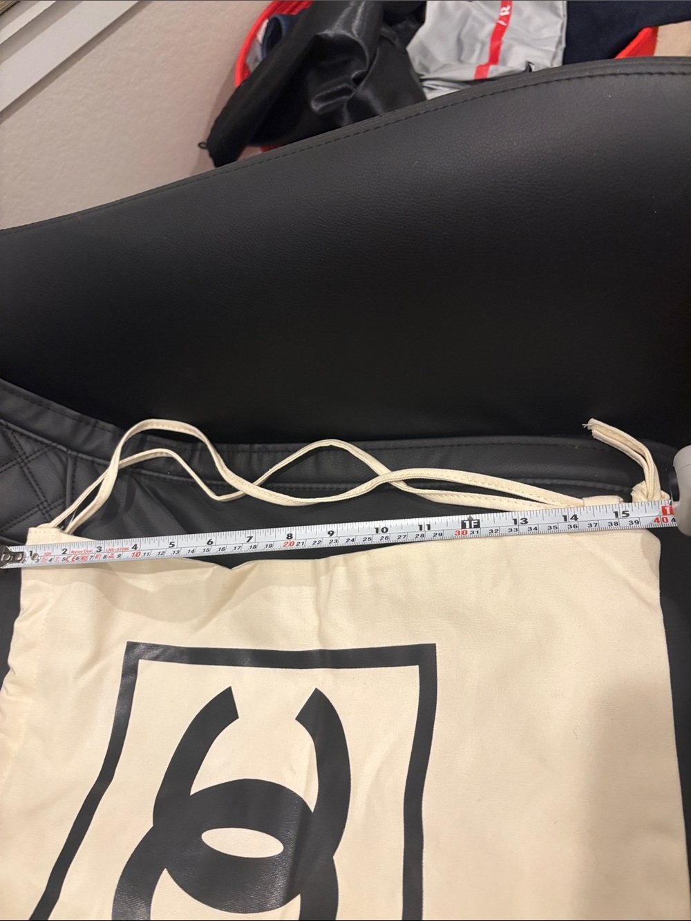 NWT Fashion Canvas Cream Drawstring Backpack with Black Logo - Picture 8 of 8